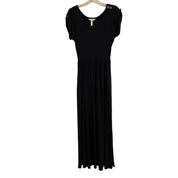Matilda Jane Black Night Owl Maxi Dress Short Sleeves Pockets XS - Picture 2 of 7